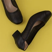 Trend Adımlar Siyah Sade Özel Üretim Kadın Klasik Ayakkabı - 6