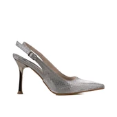 Trend Adımlar Gümüş Elegance Satin Kadın Parlak Saten Klasik Ayakkabı - 1