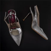 Trend Adımlar Gümüş Elegance Satin Kadın Parlak Saten Klasik Ayakkabı - 6