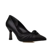 Trend Adımlar Siyah Chic Fol Kadın Büzgülü Sivri Burun Klasik Ayakkabı - 1