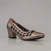 Trend Adımlar Gold Özel Üretim Kadın Parlak Desen Klasik Ayakkabı thumbnail 2