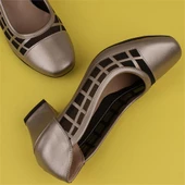 Trend Adımlar Gold Özel Üretim Kadın Parlak Desen Klasik Ayakkabı thumbnail 6