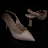 Trend Adımlar Krem Chic Ease Lastikli Kadın Keten Klasik Ayakkabı - 5