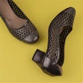 Trend Adımlar Platin Saten Taşlı Kadın Özel Üretim Klasik Ayakkabı thumbnail 6