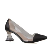 Trend Adımlar Siyah Şeffaf İşelemeli Kadın Klasik Ayakkabı thumbnail 2