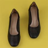 Trend Adımlar Siyah Sade Özel Üretim Kadın Klasik Ayakkabı - 5