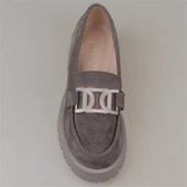 Trend Adımlar Füme Chic Belle Tokalı Kadın Süet Oxford Ayakkabı - 5