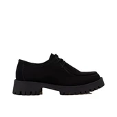 Trend Adımlar Siyah Elegans Suede Kadın Oxford Ayakkabı - 1