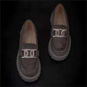 Trend Adımlar Füme Chic Belle Tokalı Kadın Süet Oxford Ayakkabı - 6