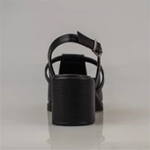 Trend Adımlar Siyah Oval Glam Kadın Kalın Topuklu Casual Sandalet thumbnail 4