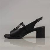 Trend Adımlar Siyah Oval Glam Kadın Kalın Topuklu Casual Sandalet thumbnail 3