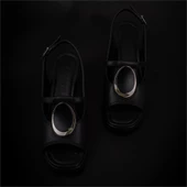 Trend Adımlar Siyah Oval Glam Kadın Kalın Topuklu Casual Sandalet thumbnail 5