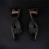 Trend Adımlar Platin Shin Taş İşlemeli Şeffaf Topuk Kadın Klasik Terlik - 7