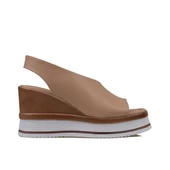 Trend Adımlar Kahverengi Soft Leather Kadın Dolgu Topuk Sandalet - 1