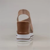 Trend Adımlar Kahverengi Soft Leather Kadın Dolgu Topuk Sandalet - 4