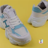 Trend Adımlar Mavi Handa Kadın Bağcıklı Kalın Taban Sneaker - 5