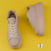 Trend Adımlar Kahverengi Düz Kalın Taban Bağcıklı Kadın Sneaker - 4
