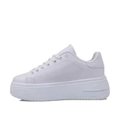Trend Adımlar Beyaz Düz Kalın Taban Bağcıklı Kadın Sneaker - 3