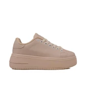 Trend Adımlar Kahverengi Düz Kalın Taban Bağcıklı Kadın Sneaker - 1