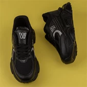 Trend Adımlar Siyah Worting Kadın Kalın Taban Sneaker - 4