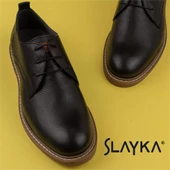 Slayka Siyah Rubber Erkek Hakiki Deri Klasik Ayakkabı thumbnail 7