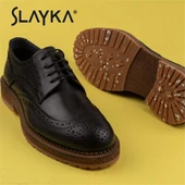Slayka Siyah Dissimilar Erkek Hakiki Deri Klasik Ayakkabı - 8