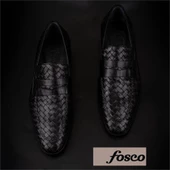 Fosco Siyah Hakiki Deri Özel Üretim Örgülü Klasik Ayakkabı - 5