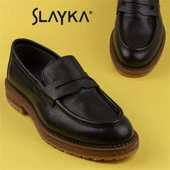 Slayka Siyah Fighter Erkek Yeni Nesil Bağcıksız Klasik Ayakkabı thumbnail 9