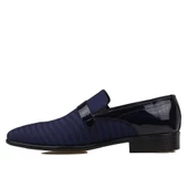 Fosco Mavi Saten Üzeri Rugan İşlemeli Erkek Klasik Ayakkabı thumbnail 3