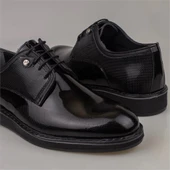 M2S Siyah Rugan Lazer İşlemeli Erkek Klasik Eva Ayakkabı thumbnail 6