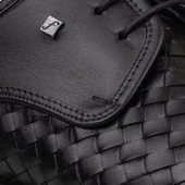 Fosco Siyah Hakiki Deri Özel Üretim Örgülü Klasik Ayakkabı thumbnail 3