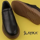 Slayka Siyah Stone Hakiki Deri Erkek Bağcıksız Casual Ayakkabı - 7