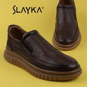 Slayka Kahverengi Stone Hakiki Deri Erkek Bağcıksız Casual Ayakkabı - 7