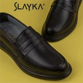 Slayka Siyah Hakiki Deri Erkek Gündelik Ayakkabı - 6
