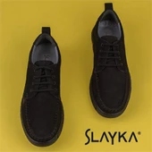 Slayka Siyah Dignity Hakiki Nubuk Deri Bağcıklı Casual Ayakkabı - 5