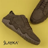 Slayka Haki Rollo Hakiki Nubuk Deri Bağcıklı Gündelik Ayakkabı - 7