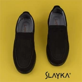 Slayka Siyah Hafif Hakiki Nubuk Deri Bağcıksız Casual Ayakkabı thumbnail 5