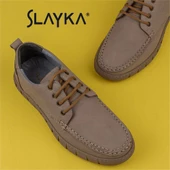 Slayka Bej Dignity Hakiki Nubuk Deri Bağcıklı Casual Ayakkabı - 6