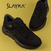 Slayka Siyah Mat Posh Lastikli Erkek Hakiki Deri Casual Ayakkabı thumbnail 7