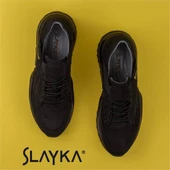 Slayka Siyah Mat Posh Lastikli Erkek Hakiki Deri Casual Ayakkabı thumbnail 5