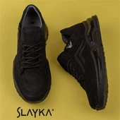 Slayka Siyah Mat Posh Lastikli Erkek Hakiki Deri Casual Ayakkabı thumbnail 6