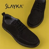 Slayka Siyah Dignity Hakiki Nubuk Deri Bağcıklı Casual Ayakkabı - 6