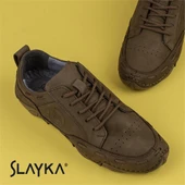 Slayka Haki Rollo Hakiki Nubuk Deri Bağcıklı Gündelik Ayakkabı - 6