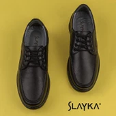 Slayka Siyah Hafif Hakiki Deri Bağcıklı Casual Ayakkabı thumbnail 4