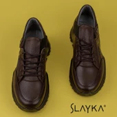 Slayka Kahverengi Posh Lastikli Erkek Hakiki Deri Casual Ayakkabı - 4