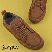 Slayka Taba Rollo Hakiki Nubuk Deri Bağcıklı Gündelik Ayakkabı - 5