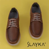 Slayka Taba Hafif Hakiki Deri Bağcıklı Casual Ayakkabı - 4