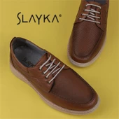 Slayka Taba Hafif Hakiki Deri Bağcıklı Casual Ayakkabı - 5