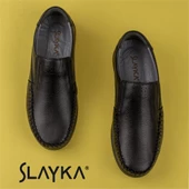Slayka Siyah Hakiki Deri Esnek Hafif Erkek Comfort Ayakkabı - 5