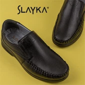 Slayka Siyah Hakiki Deri Esnek Hafif Erkek Comfort Ayakkabı - 7